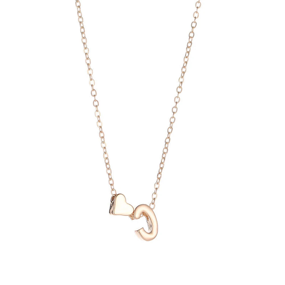 Tiny Heart Initial Necklace