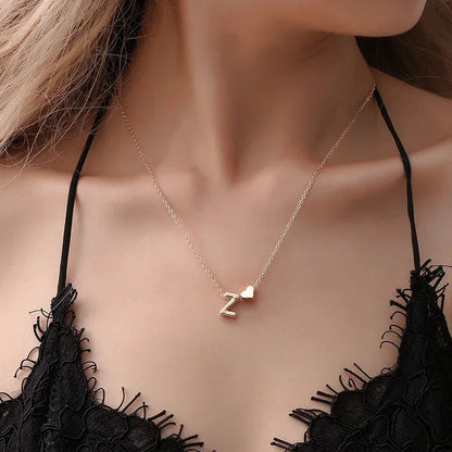 Tiny Heart Initial Necklace