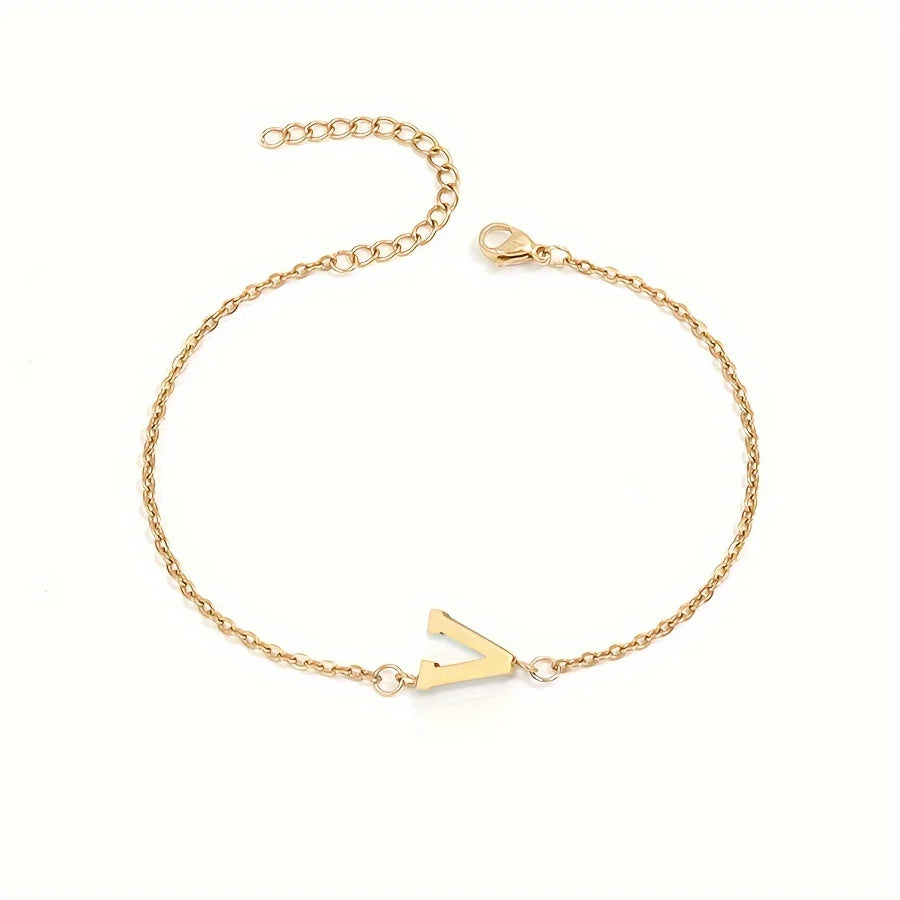 Single Letter Bracelet Gold