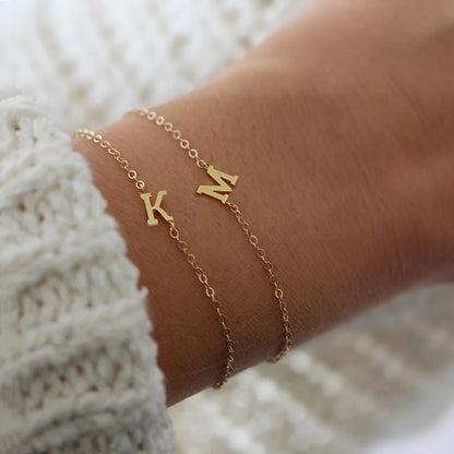 Single Letter Bracelet Gold