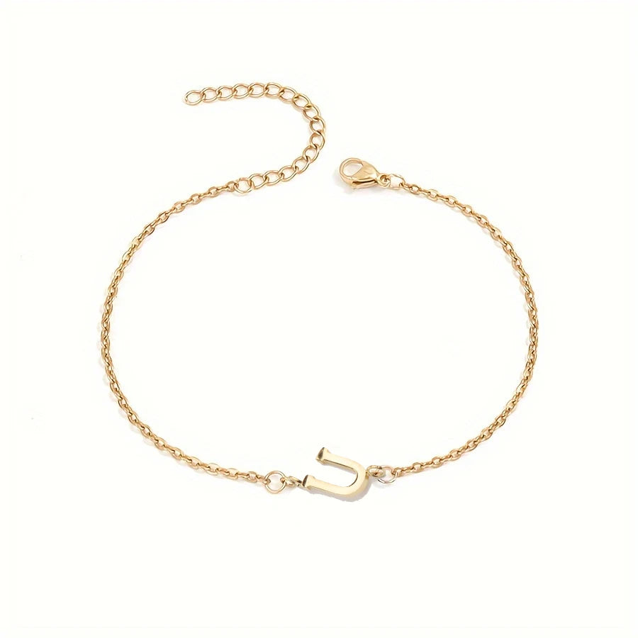 Single Letter Bracelet Gold