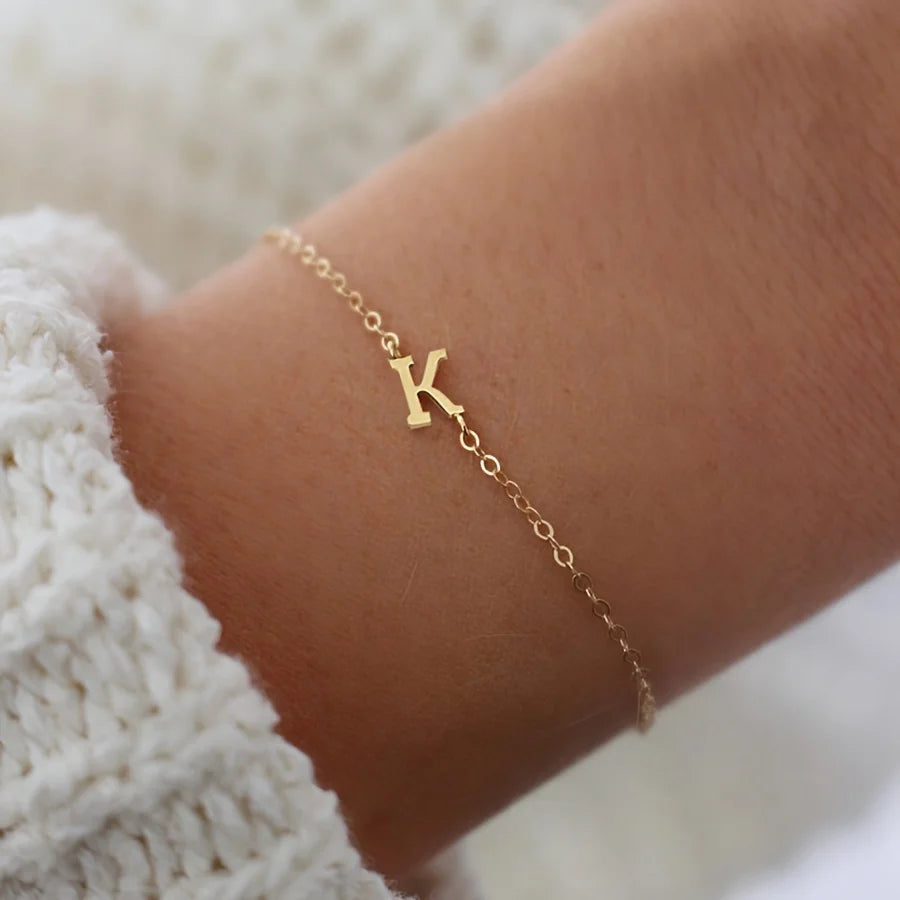 Single Letter Bracelet Gold